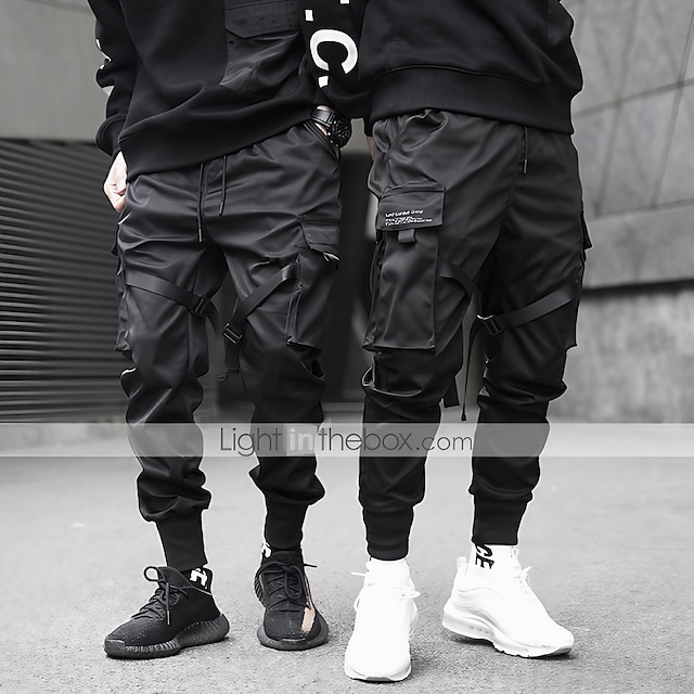 Men's Fashion Cargo Pants Outdoor Multi-pocket Straight Hip Hop Trousers Plain D