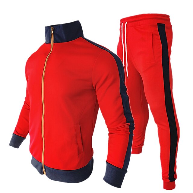 Men's Tracksuit Sweatsuit 2 Piece Full Zip Street Long Sleeve Thermal ...