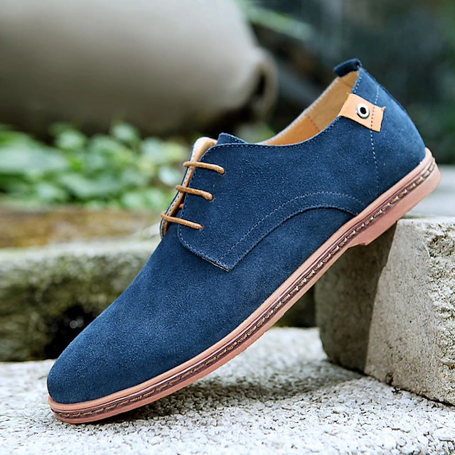 Men's Navy Blue Suede Oxford Shoes – Casual Lace-Up Dress Shoes for Weddings, Business, and Everyday Wear 13