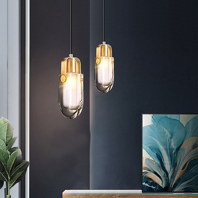 Lights & Lighting Pendant Lights | 10 cm LED Pendant Light Crystal Bedside Light Single Desgin Tricolor Light Metal Electroplate