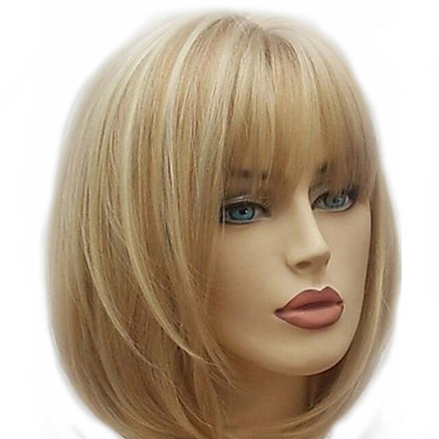 Synthetic Wig Hathaway Middle Part Wig Blonde Short Curly Golden Blonde Synthetic Hair 12 Inch
