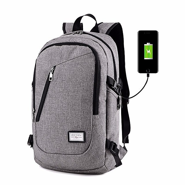  Unisex Nylon School Bag Functional Backpack Large Capacity Waterproof Zipper Daily Backpack Black Dark Blue Gray