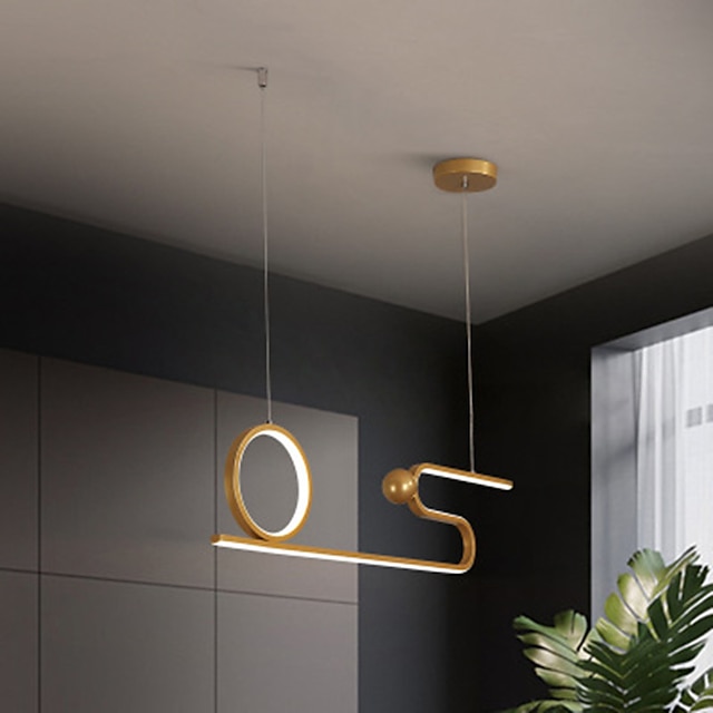 Lights & Lighting Pendant Lights | 80cm LED Pendant Light Modern Nordic Geometric Black Gold Personalized Living Room Dining Roo