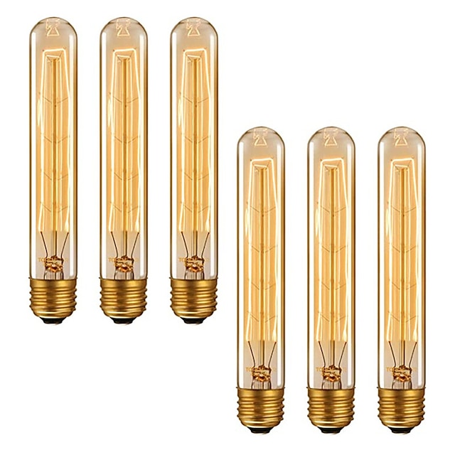  6 piezas 4 piezas regulable retro edison bombilla de luz e27 220 v 40 w t185 filamento incandescente ampolla bombillas lámpara edison vintage