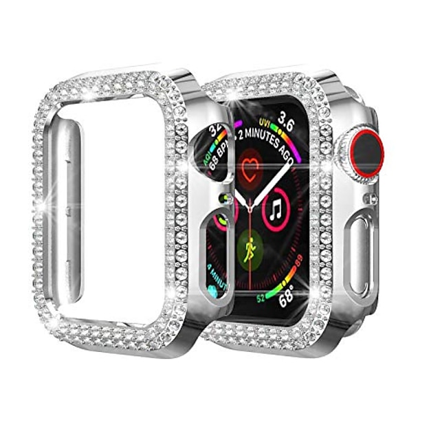 Case Compatible With Apple Watch Bands 40mm 44mm Women Girls Luxury Pc Diamond Jewelry Cover Bumper For Apple Watch Series 6 5 4 Se Screen Protector Silver 40mm 21 9 99