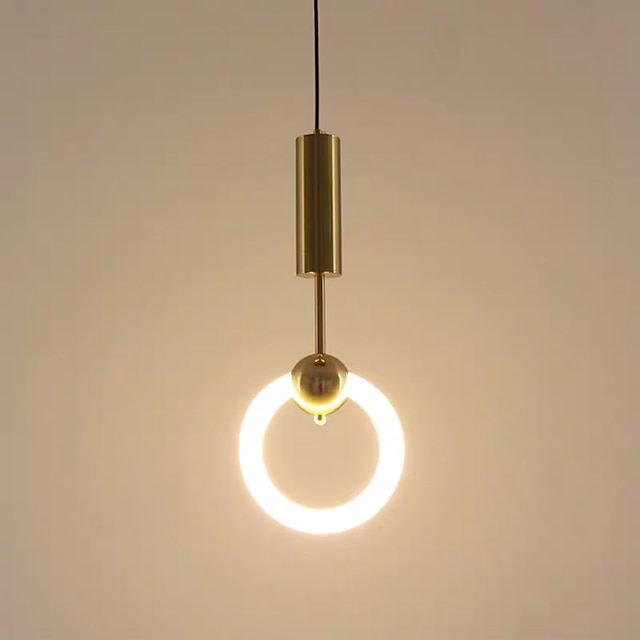  20 см светодиодный подвесной светильник современный скандинавский кольцевой круг дизайн прикроватный светильник гостиная спальня столовая металл гальванический современный 110-120 в 220-240 в