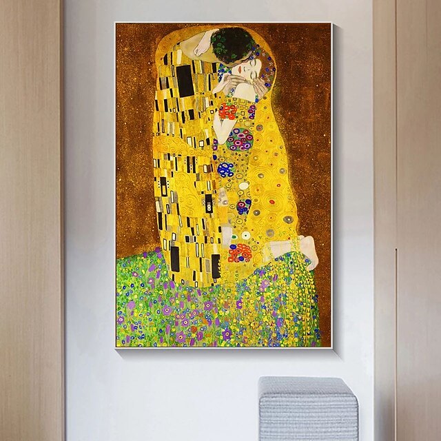  Christmas World Famous Painting Series 100% Hand Painted Gustav Klimt‘s kiss Abstract Oil Painting on Canvas Wall Pictures For Living Room Home Decor Gift