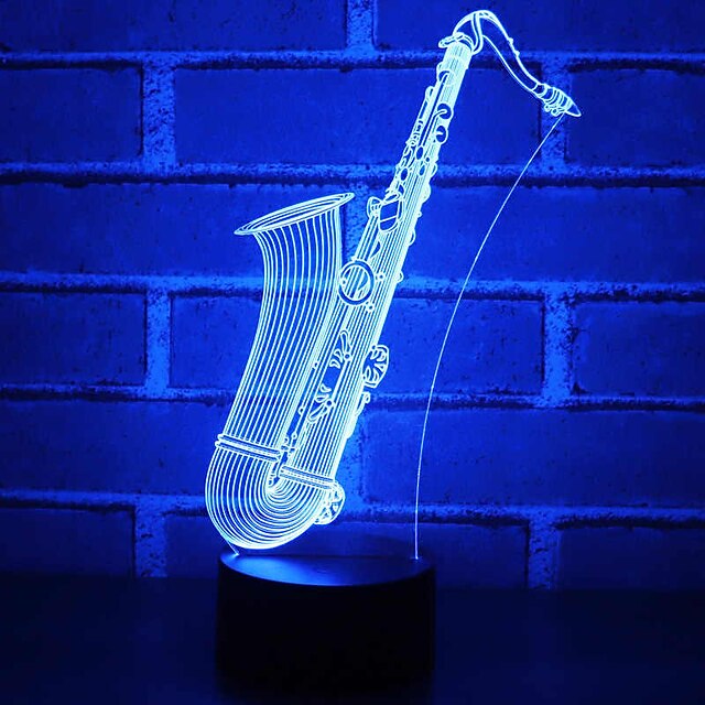  saxophone 3d night light touch sensor 3d led illusion desk table lamp 7 cambio de color con cable usb para dormitorio niños cumpleaños regalo de navidad música boda fecha decoración
