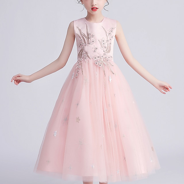 Robe Fille Enfants Petit Fleurie Maille Rose Claire Blanche Polyester