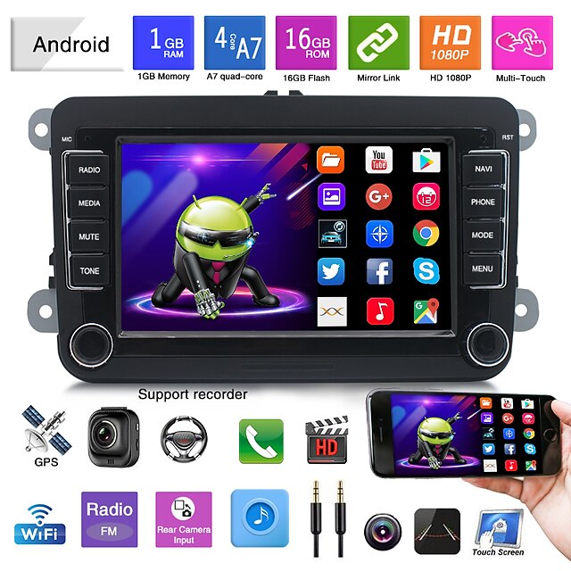  7021A-16G 7 inch 2 DIN Android Car MP5 Player Stereo Car Radio Car Multimedia Player Support GPS Navigation Autoradio For Universal For Volkswagen VW GOLF PASSAT TOURAN Seat Skoda