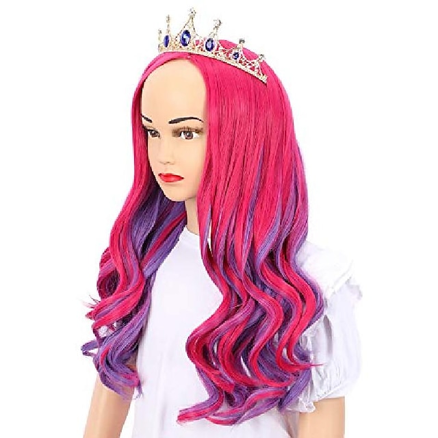 yuehong long wavy mixed purple red anime fashion girl's cosplay