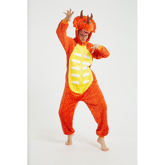 Toys & Hobbies Cosplay & Costumes | Kids Adults Kigurumi Pajamas Dragon Onesie Pajamas Flannel Fabric Orange Cosplay For Men and