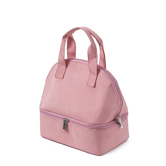  Unisex 2022 Handbags Lunch Bag Top Handle Bag Linen Zipper Plain Daily Blue Gray Pink