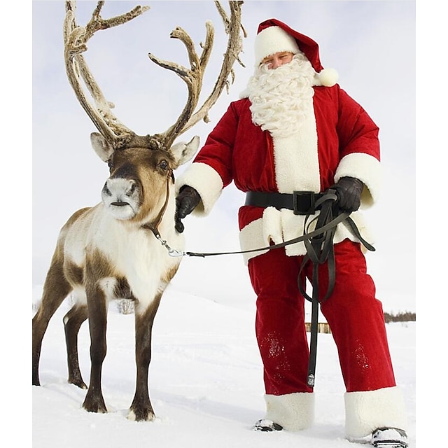  Костюмы Санта Клауса Дед Мороз Санта-одежда Взрослые Муж. Косплей Костюм Хэллоуин Рождество Рождество Хэллоуин Карнавал Легкие костюмы на Хэллоуин