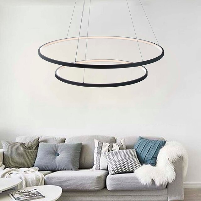  2 lumières 80cm dimmable / suspension led métal cercle acrylique finitions peintes moderne contemporain 110-120v / 220-240v