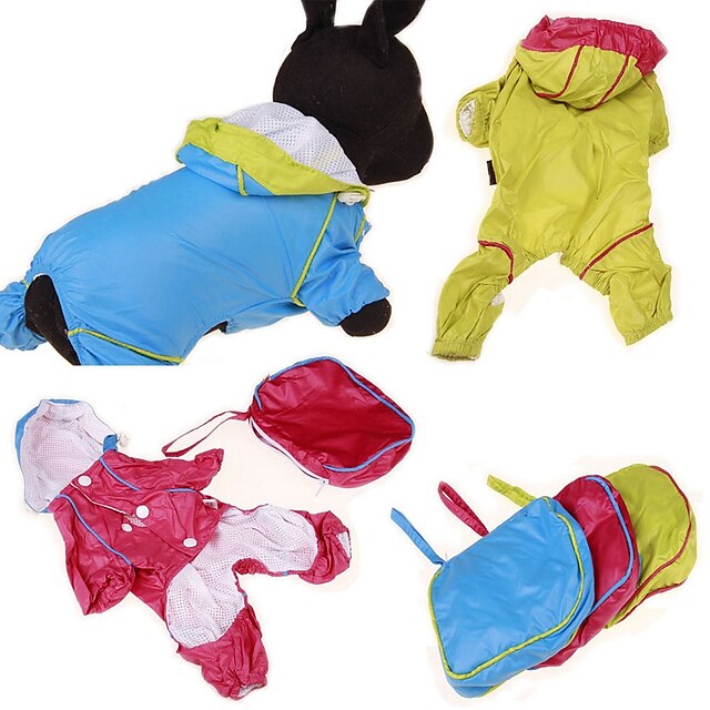  Dog Rain Coat Puppy Clothes Solid Colored Waterproof Dog Clothes Puppy Clothes Dog Outfits Portable Yellow Red Blue Costume for Girl and Boy Dog Acrylic Fibers XS S M L XL XXL