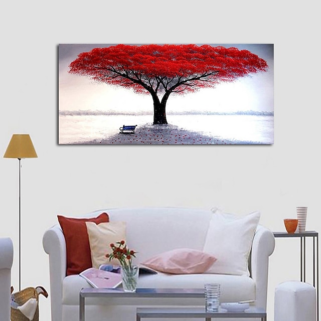  Pintura a Óleo Pintados à mão Horizontal Paisagem Floral / Botânico Moderno Tela enrolada (sem moldura)