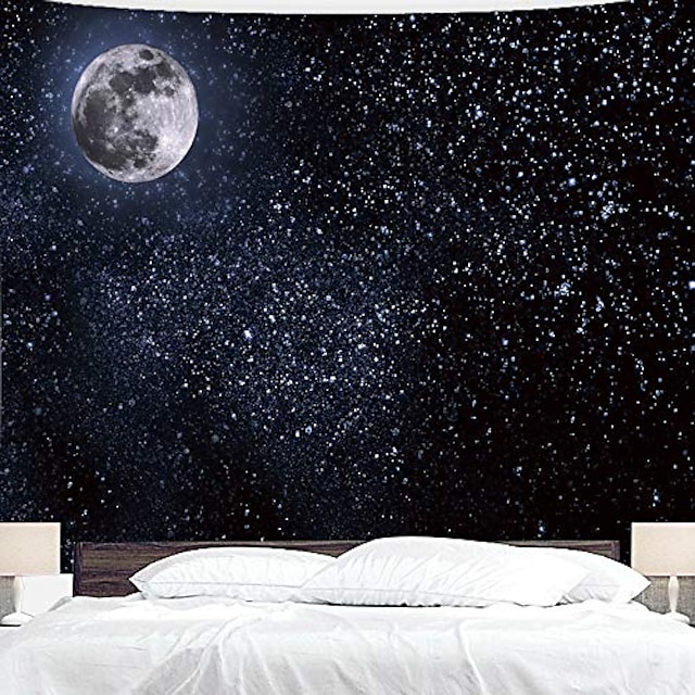  القمر ستار السماء معلقة نسيج جدار الفن كبير نسيج جدارية ديكور صورة خلفية بطانية الستار المنزل غرفة نوم غرفة المعيشة الديكور