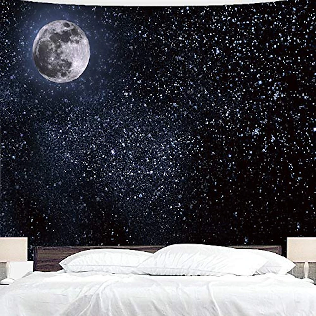 Moon Star Sky Hanging Tapestry Wall Art Large Tapestry Mural Decor Photograph Backdrop Blanket Curtain Home Bedroom Living Room Decoration 19