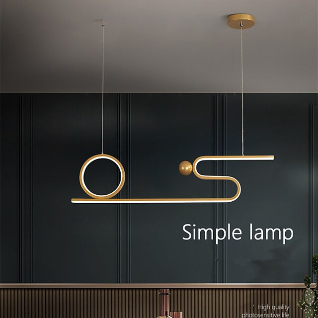 Lights & Lighting Pendant Lights | 80cm LED Pendant Light Modern Nordic Geometric Black Gold Personalized Living Room Dining Roo