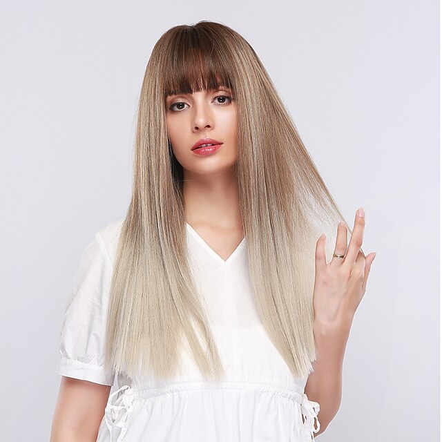  Synthetic Wig / Bangs Curly / Straight Style Side Part Capless Wig Grey Synthetic Hair 18 inch Women's Cosplay / Women / Synthetic Dark Gray Wig Long Cosplay Wig