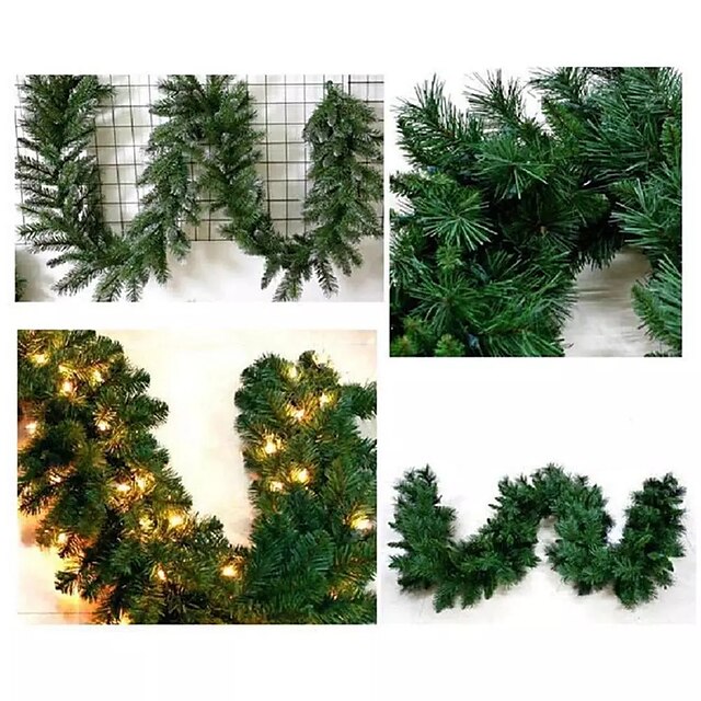 Home & Garden Home Decor | 2.7M LED Christmas Rattan Garland Decorative Green Christmas Garland Artificial Xmas Tree Rattan Bann