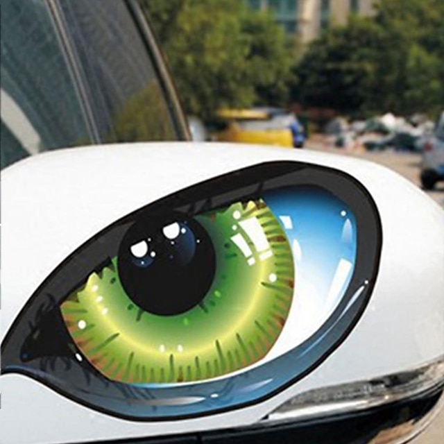  2 sztuk 3d stereo odblaskowe kocie oczy naklejki samochodowe samochód auto boczne błotnik oko naklejki samoprzylepne kreatywne lusterko wsteczne deca 12.6*6.3cm #269128