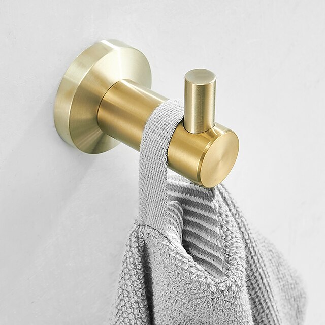 Home & Garden Bath Accessories | Robe Hook New Design Adorable Bathroom Hooks Stainless Steel Material Wall Mounted Golden 2pcs 