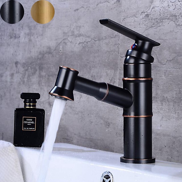 Bathroom Sink Faucet - Pull out Oil-rubbed Bronze / Antique Brass Centerset Single Handle One HoleBath Taps