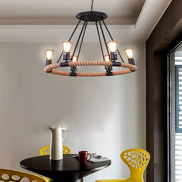  6 ламп, 55 см, дизайнерский подвесной светильник, окрашенный металл, отделка ретро, 110-120в / 220-240в