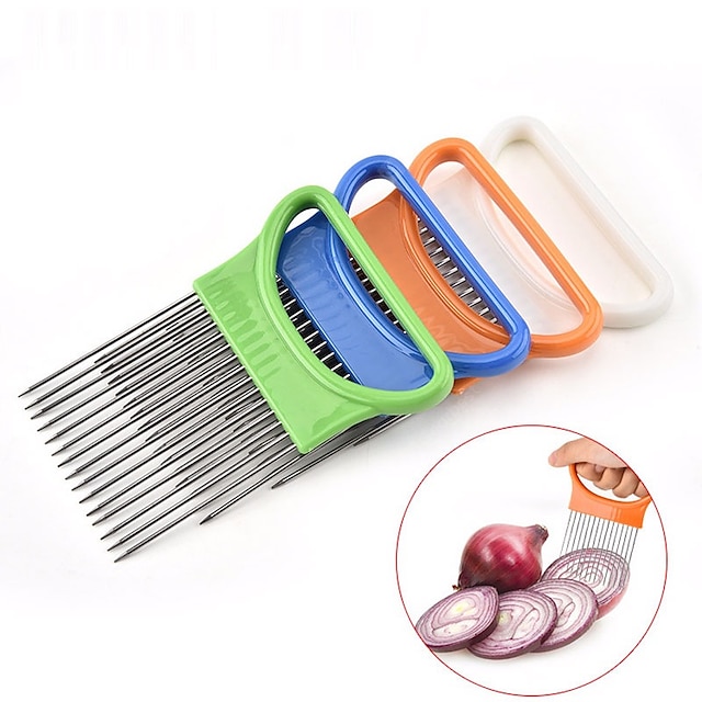  2PCS Onion Vegetables Slicer Cutting Tomato Slicer Cutting Aid Holder Guide Slicing Cutter Safe Fork Onion Cutter Kitchen Accessories