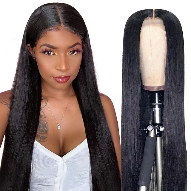 

Ishow Human Hair Lace Wig Peruvian Wig Cover Pure Human Woven Women's Wig 150% Density Smooth Straight Hair 44 Lace Cap