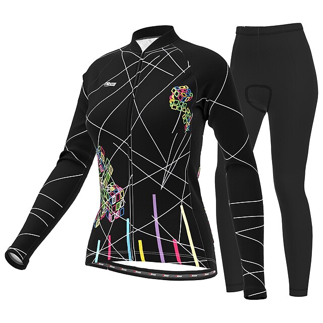 Women's Long Sleeve Cycling Jersey with Tights Cycling Skirt Summer Lycra Polyester Green Black Purple Funny Bike Clothing Suit 3D Pad Breathable Ultraviolet Resistant Quick Dry Reflective Strips2