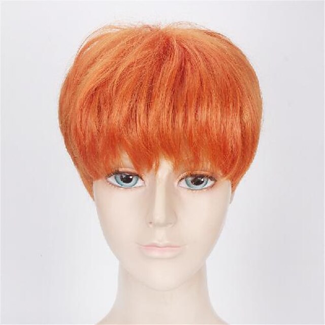 Cosplay Costume Wig Natural Straight With Bangs Wig Short Orange Synthetic Hair  Men's Cosplay Natural Cool Orange 8459622 2023 – $