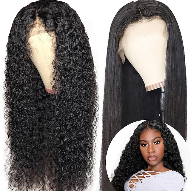 

Ishow Human Hair Lace Wig Brazilian Virgin Wig Pure Human Woven Women Wig 180 Density Head Cover 44 Kinky Curlytransparent Mesh Lace Head Cover