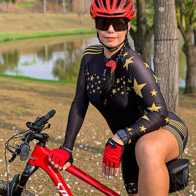  langærmet triatlon tri dragt sort cykel hurtig tør åndbar sport patchwork tøj tøj