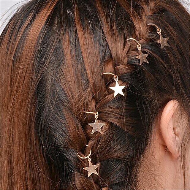  Women's Girls' Hair Sticks Hair Jewelry For Christmas Wedding Party Evening Street Star Classic Alloy Silver Golden 5pcs