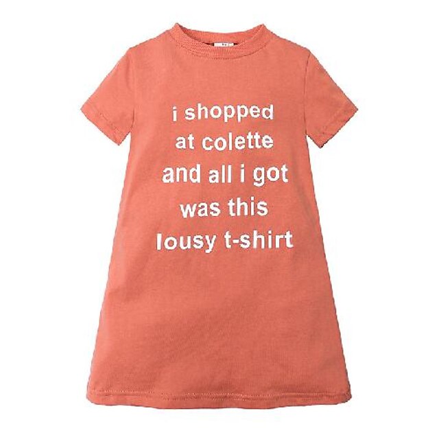 

Kids Little Girls' Dress Letter T Shirt Dress Tee Dress Daily Print White Pink Orange Asymmetrical Short Sleeve Cute Sweet Dresses Summer Regular Fit 2-6 Years