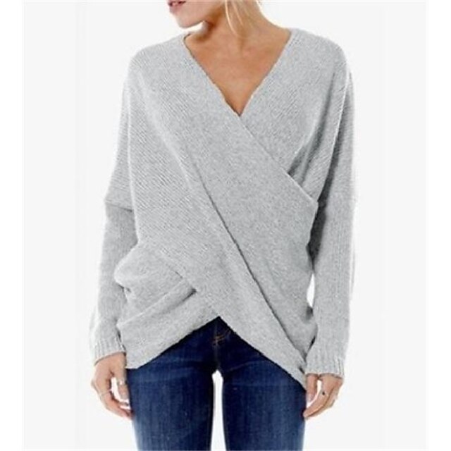 Womens Clothing Sweaters & Cardigans | Womens Sweater Solid Color Cotton Long Sleeve Sweater Cardigans V Neck Creamy-white Gray 