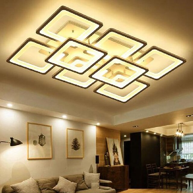 LED Ceiling Light Square Line Design Modern 5-Light 8-Light 60/90 cm Dimmable Flush Mount Lights Metal Acrylic Linear Geometrical Minimalist Painted Finishes 110-120V 220-240V2