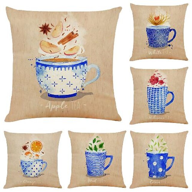 Home & Garden Home Decor | 6 pcs Pillow Cover Cartoon Simple Modern Square Zipper Traditional Classic - JP62321