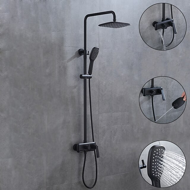  Shower System / Rainfall Shower Head System Set - Handshower Included Rainfall Shower Contemporary Painted Finishes Mount Outside Ceramic Valve Bath Shower Mixer Taps