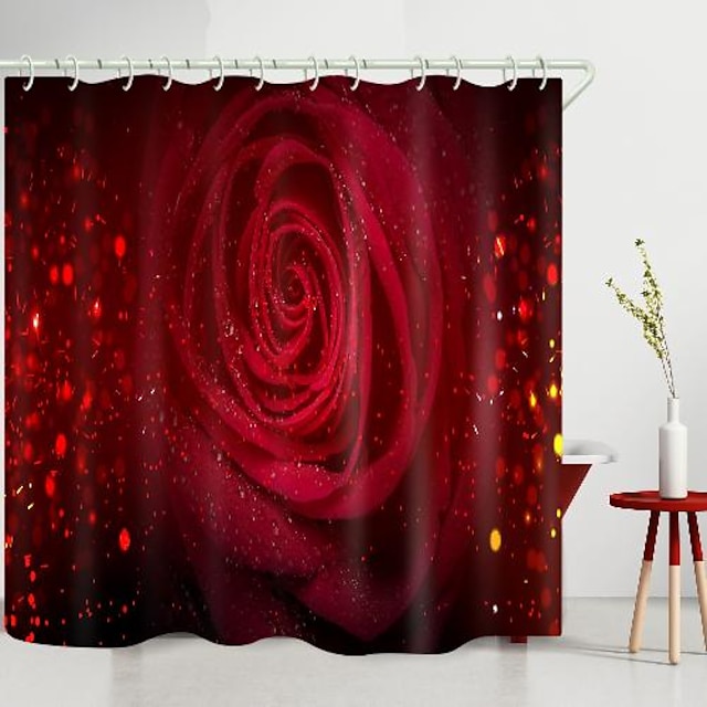  발렌타인 데이 꽃 색깔 장미 디지털 인쇄 샤워 커튼 샤워 커튼 후크 현대 폴리에스터 새로운 디자인