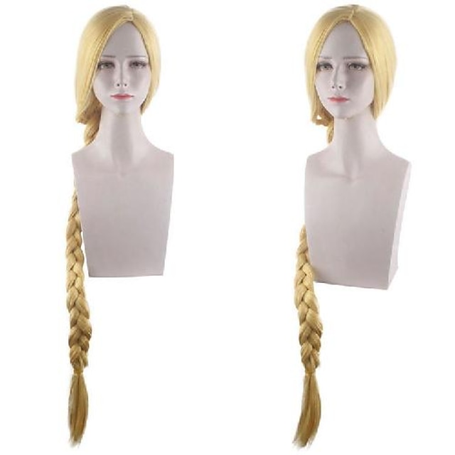  cosplay costume parrucca rapunzel ricci parrucca asimmetrica lungo marrone capelli sintetici delle donne anime cosplay creativo bionda