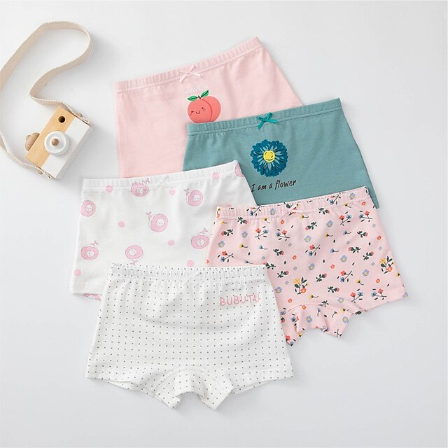  Kids Girls' Underwear & Socks Print 5 Pieces Rainbow