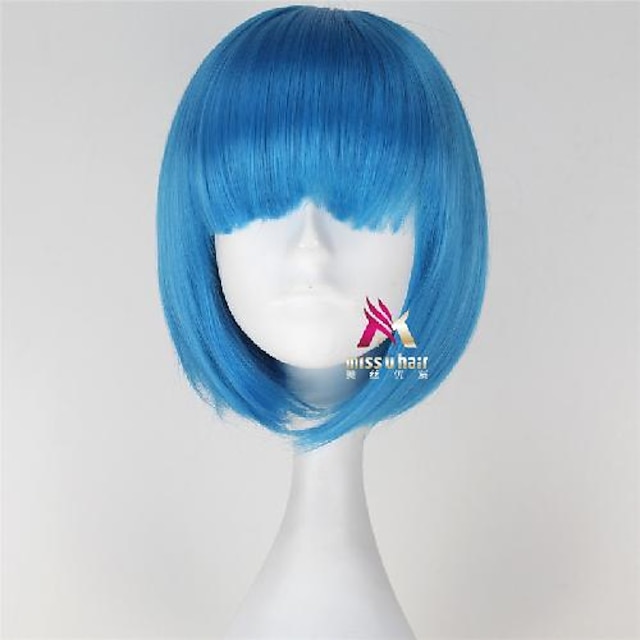 12'' Bob Cut Saxe Blue Synthetic Cosplay Wig NEW