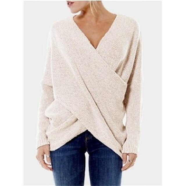 Womens Clothing Sweaters & Cardigans | Womens Sweater Solid Color Cotton Long Sleeve Sweater Cardigans V Neck Creamy-white Gray 