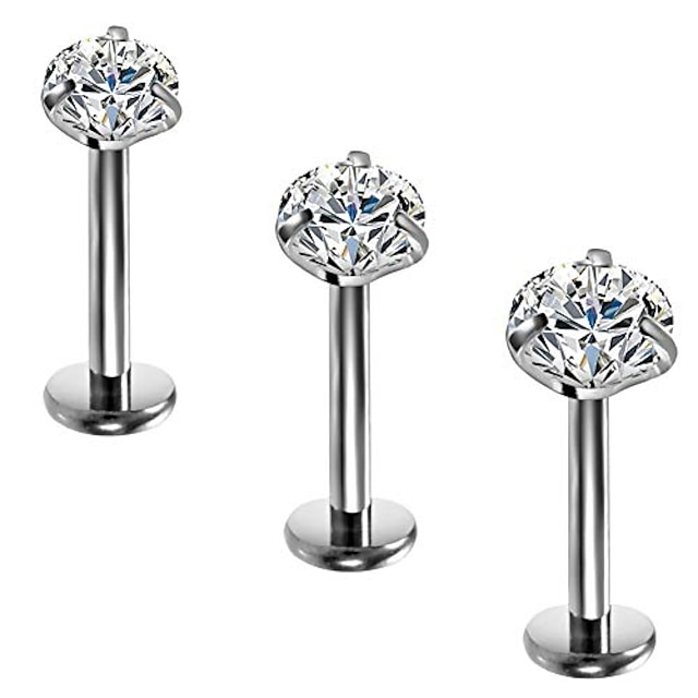  titanium clear cz labret lip ring studs cartilage helix tragus earring nose studs piercing jewelry 2mm 3mm 4mm