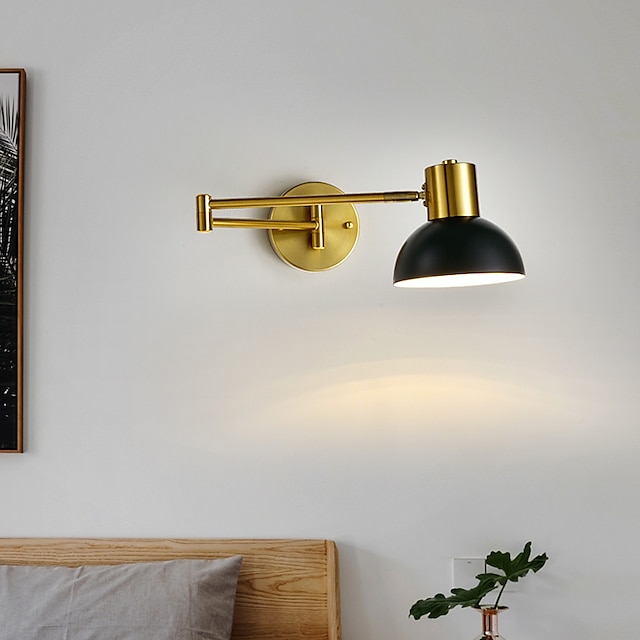  lightinthebox led פנס קיר מודרני בסגנון נורדי שחור זהב אורות זרוע נדנדה סלון חדר שינה פנס קיר מסגסוגת אלומיניום 110-120v 220-240v