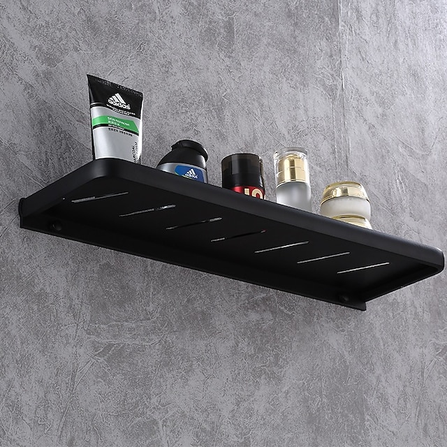 Home & Garden Bath Accessories | Bathroom Shelf New Design Aluminum Material Bathroom Single Shelf Wall Mounted Matte Black Pain